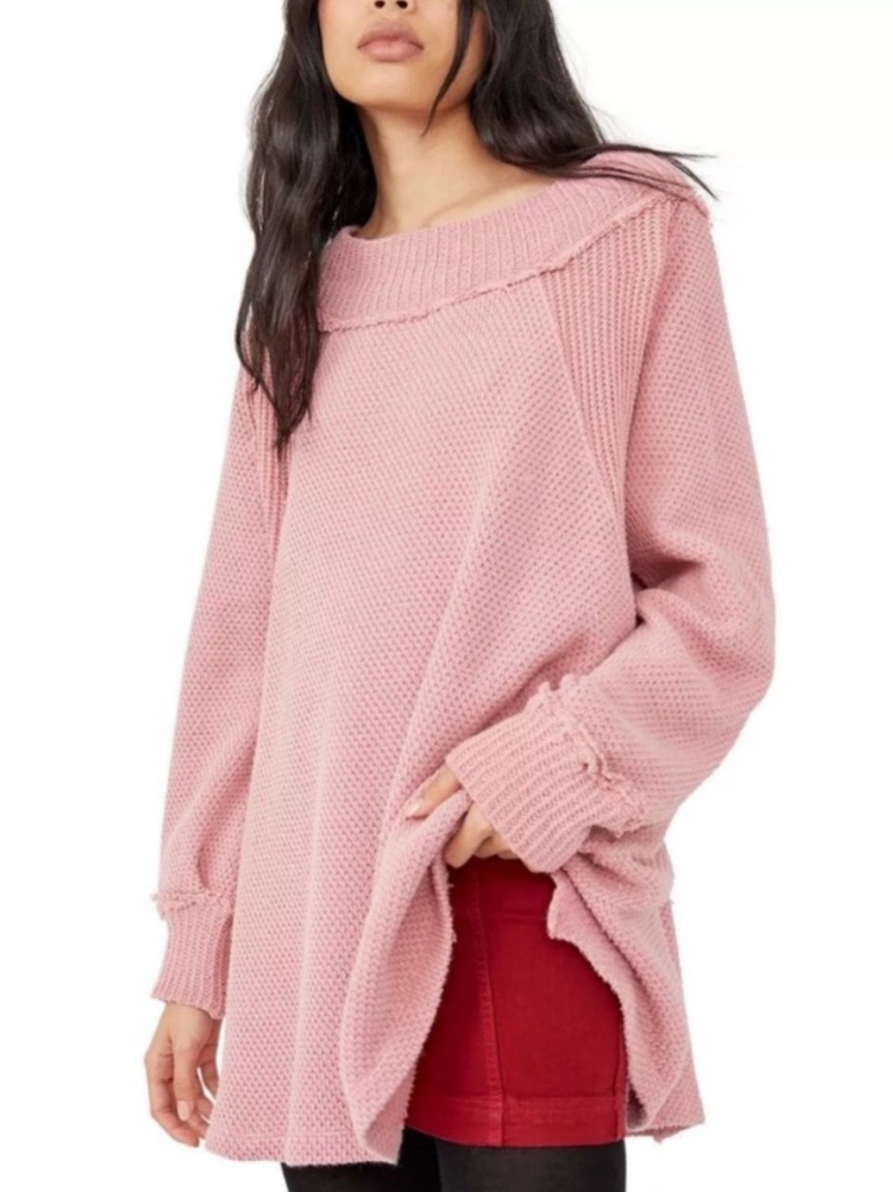 FREE PEOPLE Shes a Keeper Vented-Hem Tunic Sweater